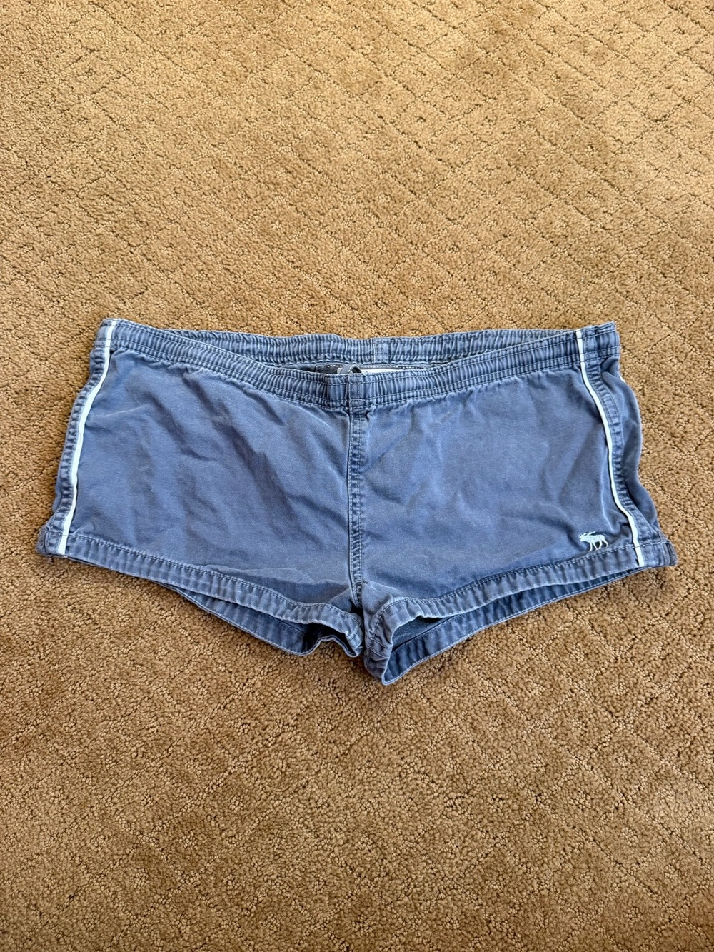 Abercrombie Low Rise Blue Drawstring Elastic Waist Logo Mini Shorts Women’s XL